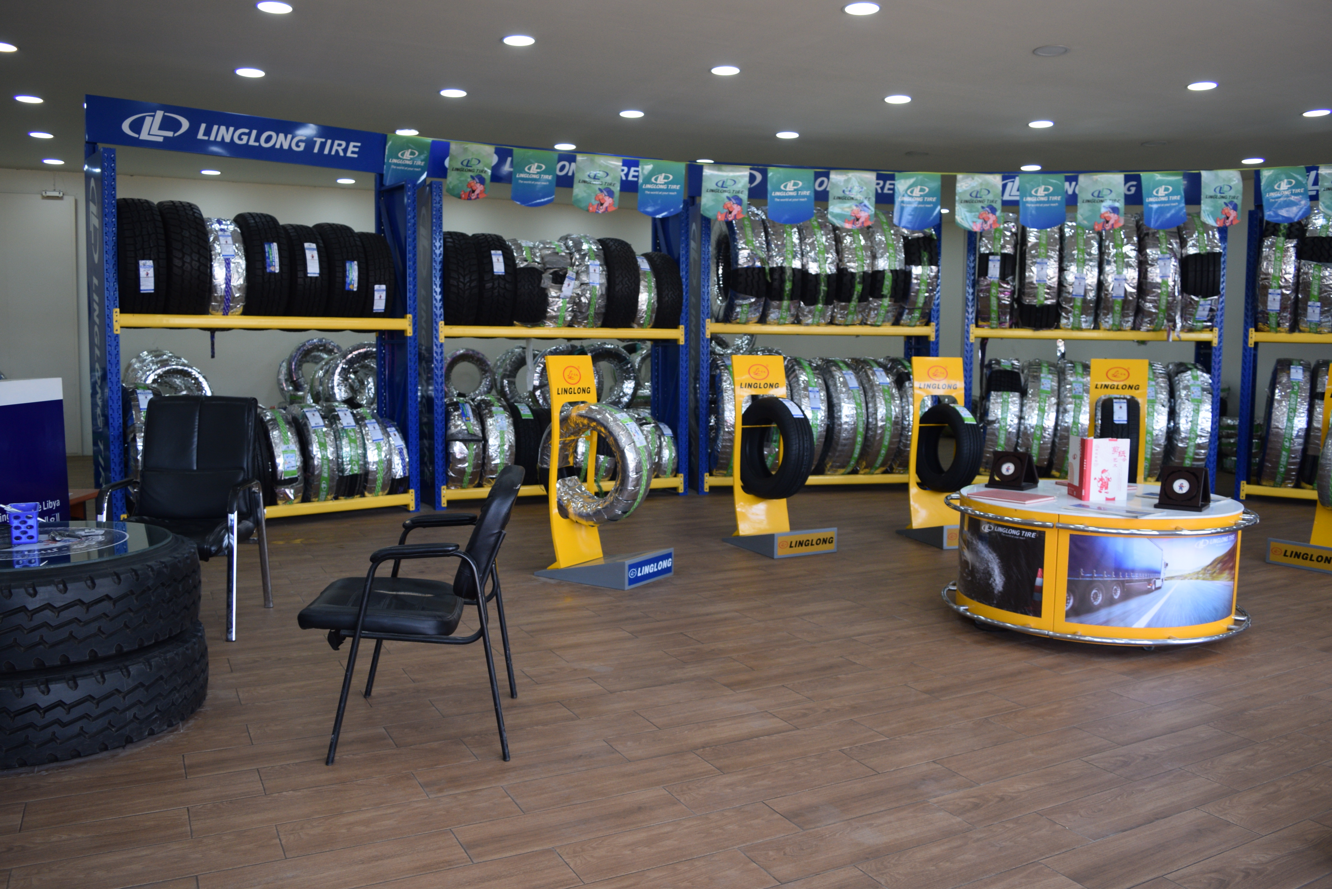 Large OTR tyres on display